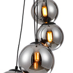 NL9042/CH9 Prague 5 Light Pendant Satin Black Chrome Plated