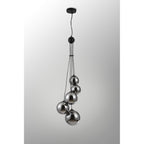 NL9042/CH9 Prague 5 Light Pendant Satin Black Chrome Plated