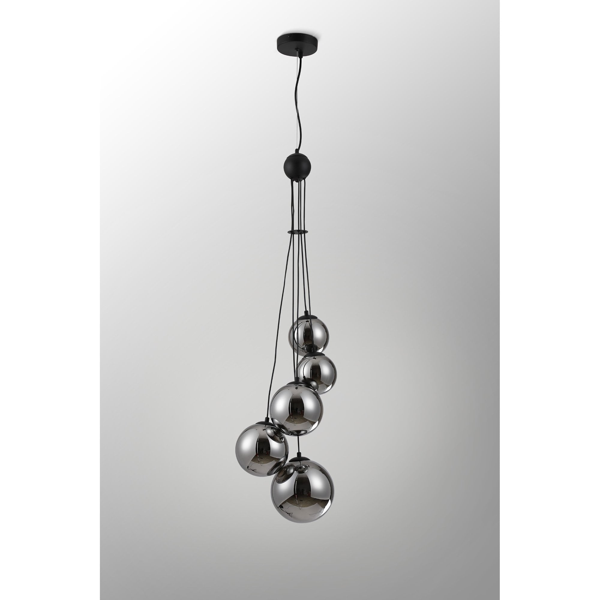 NL9042/CH9 Prague 5 Light Pendant Satin Black Chrome Plated
