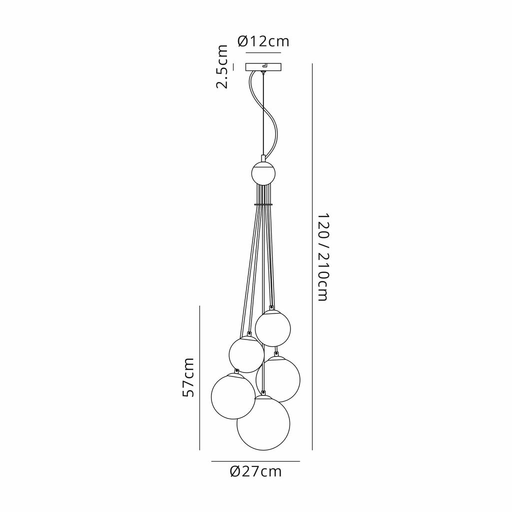 NL9042/OP9 Prague 5 Light Pendant Satin Black Opal
