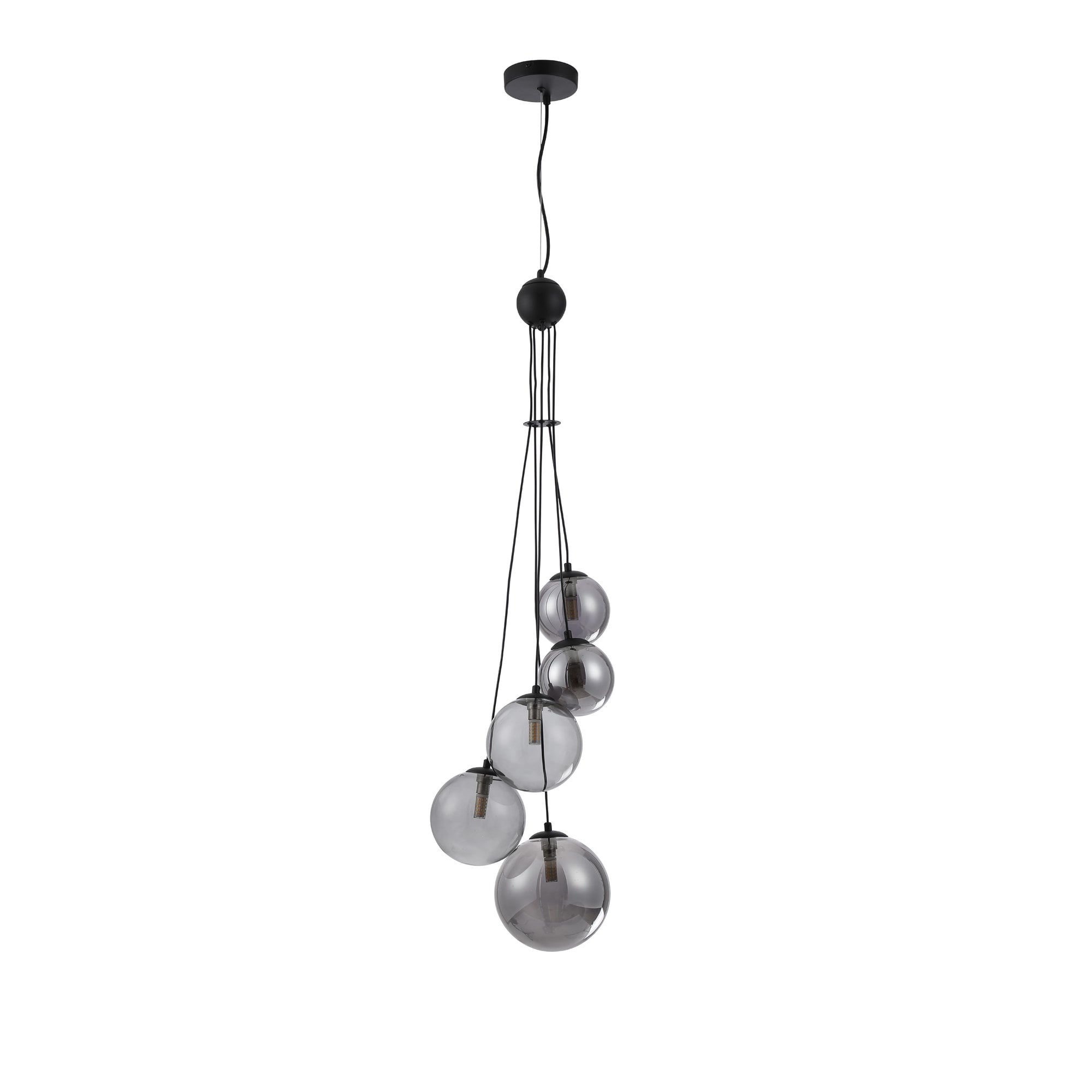 NL9042/SM9 Prague 5 Light Pendant Satin Black Smoke Plated