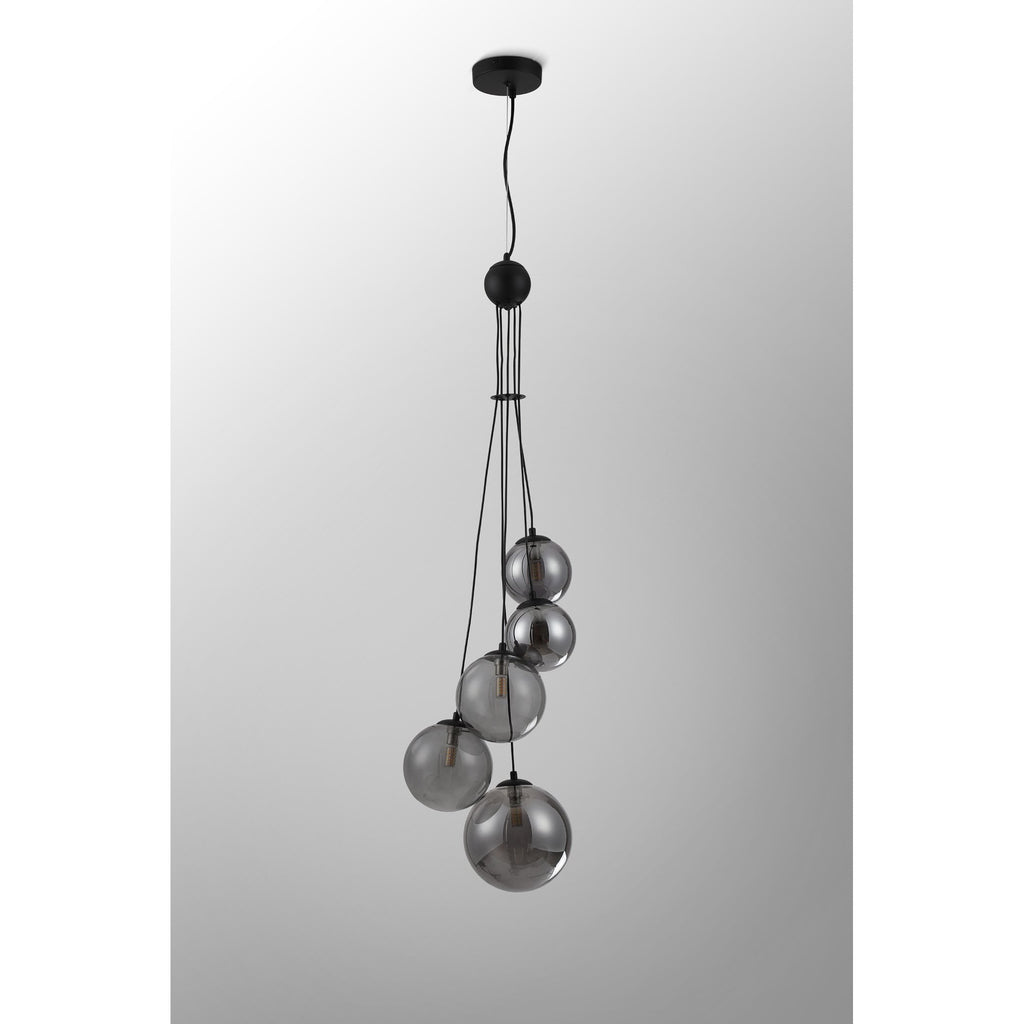NL9042/SM9 Prague 5 Light Pendant Satin Black Smoke Plated