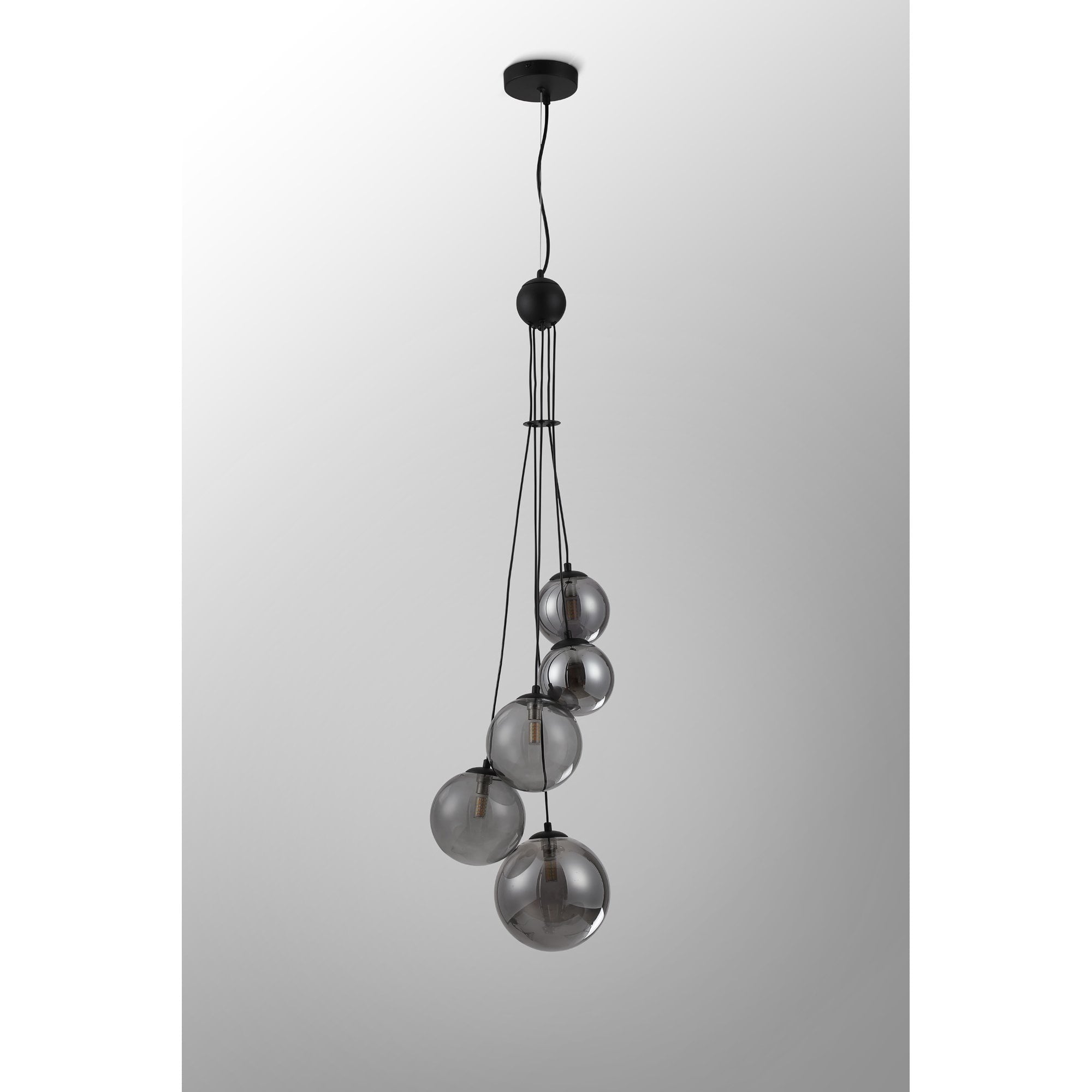 NL9042/SM9 Prague 5 Light Pendant Satin Black Smoke Plated