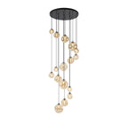 NL9043/AM9 Prague 16 Light Pendant Satin Black Amber Plated