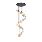 NL9043/AM9 Prague 16 Light Pendant Satin Black Amber Plated