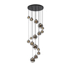 NL9043/CH9 Prague 16 Light Pendant Satin Black Chrome Plated