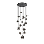 NL9043/CH9 Prague 16 Light Pendant Satin Black Chrome Plated
