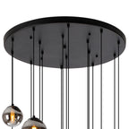 NL9043/CH9 Prague 16 Light Pendant Satin Black Chrome Plated