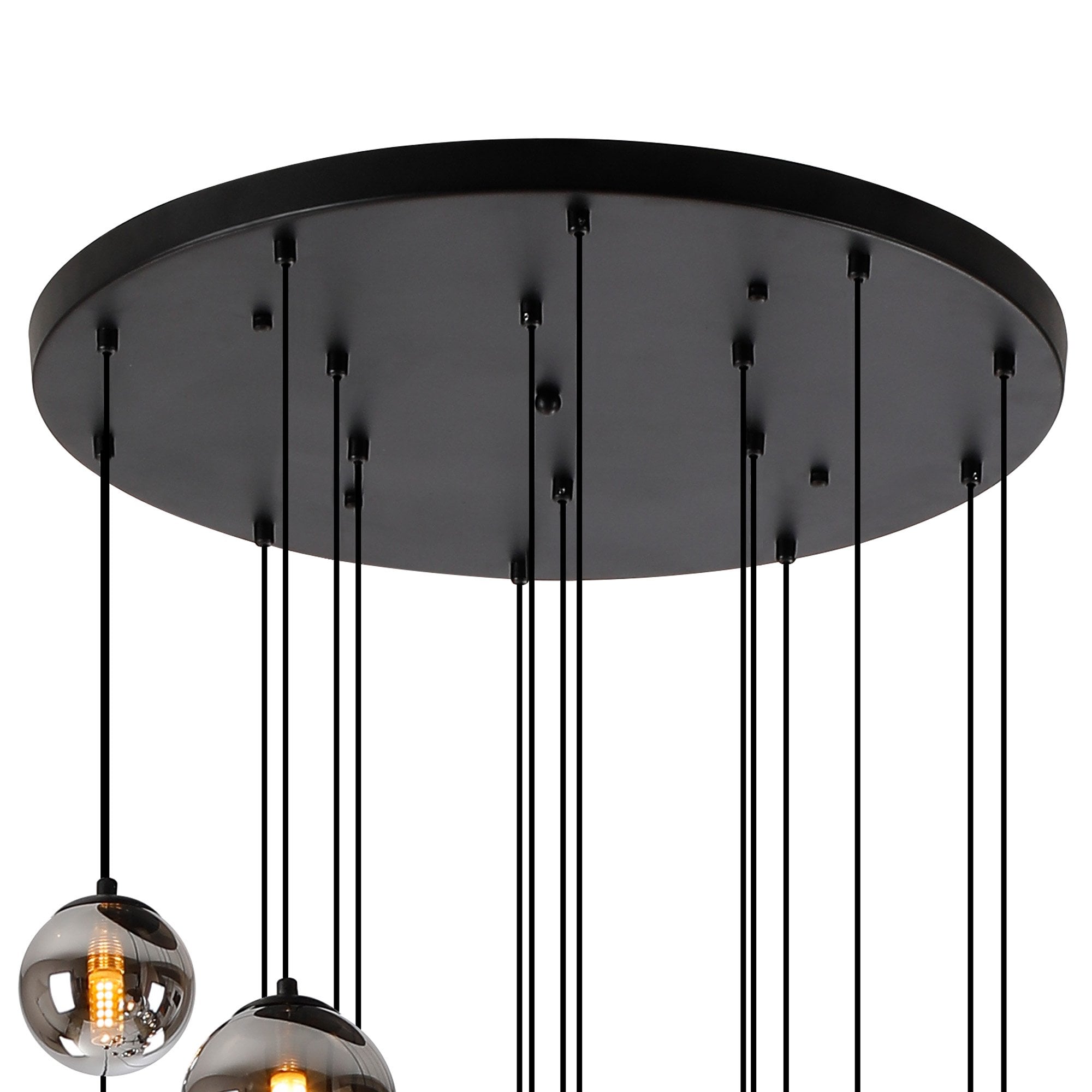 NL9043/CH9 Prague 16 Light Pendant Satin Black Chrome Plated