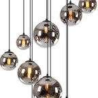 NL9043/CH9 Prague 16 Light Pendant Satin Black Chrome Plated