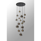 NL9043/CH9 Prague 16 Light Pendant Satin Black Chrome Plated