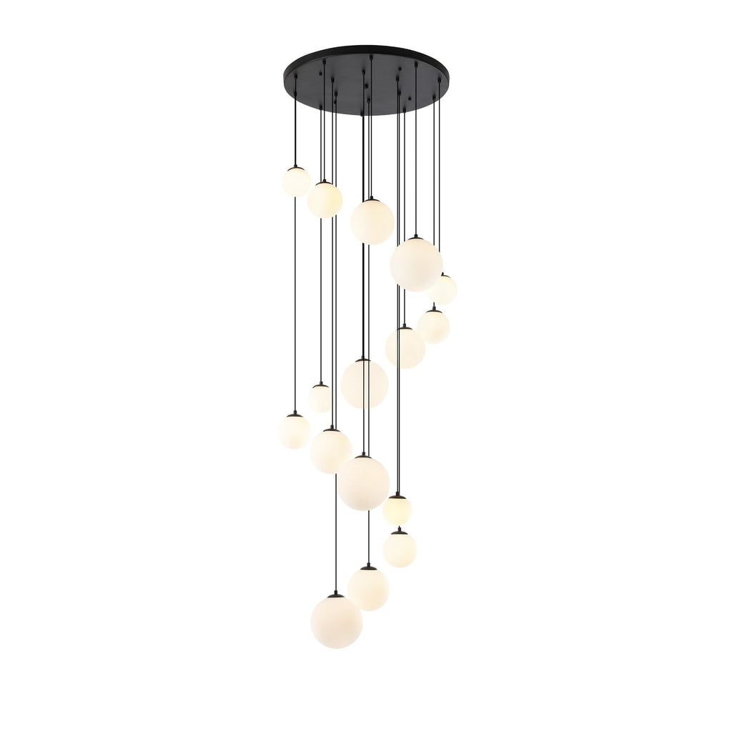 NL9043/OP9 Prague 16 Light Pendant Satin Black Opal