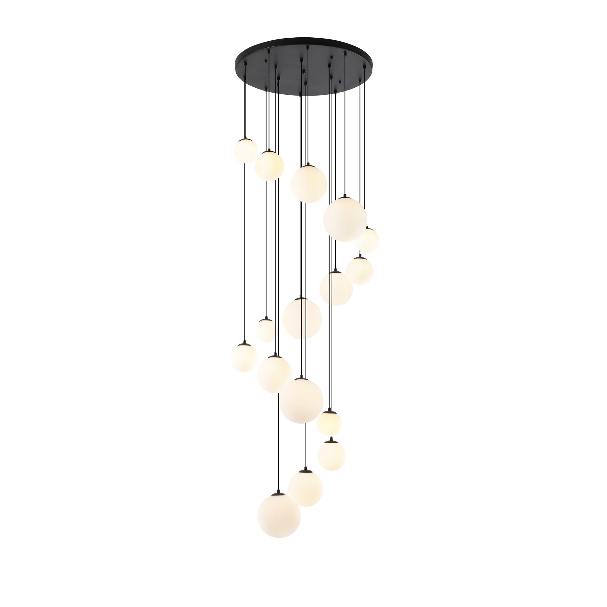 NL9043/OP9 Prague 16 Light Pendant Satin Black Opal