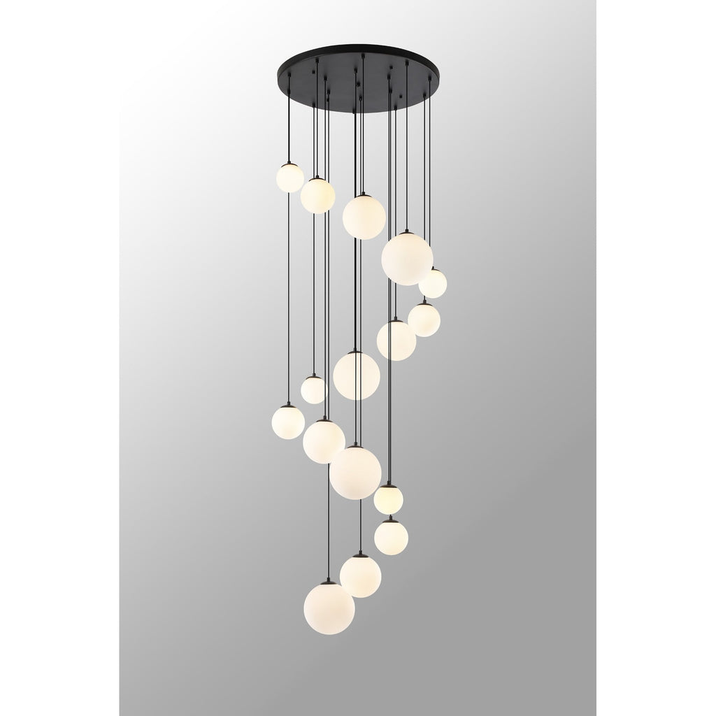 NL9043/OP9 Prague 16 Light Pendant Satin Black Opal