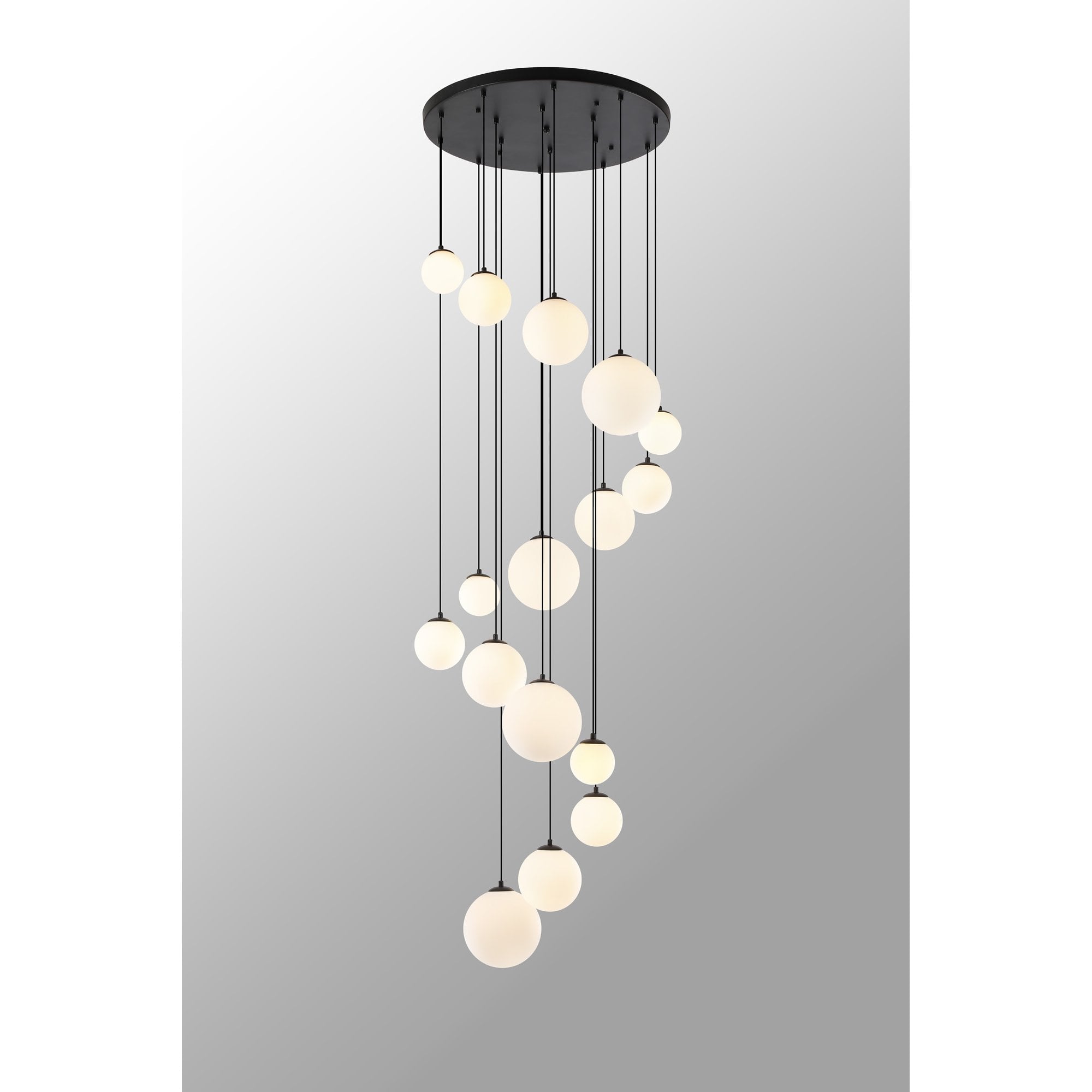 NL9043/OP9 Prague 16 Light Pendant Satin Black Opal