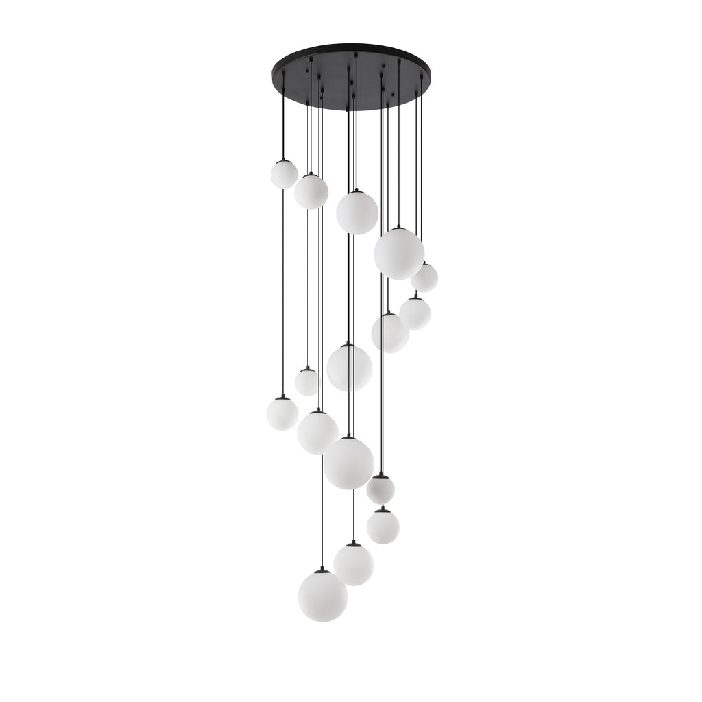NL9043/OP9 Prague 16 Light Pendant Satin Black Opal