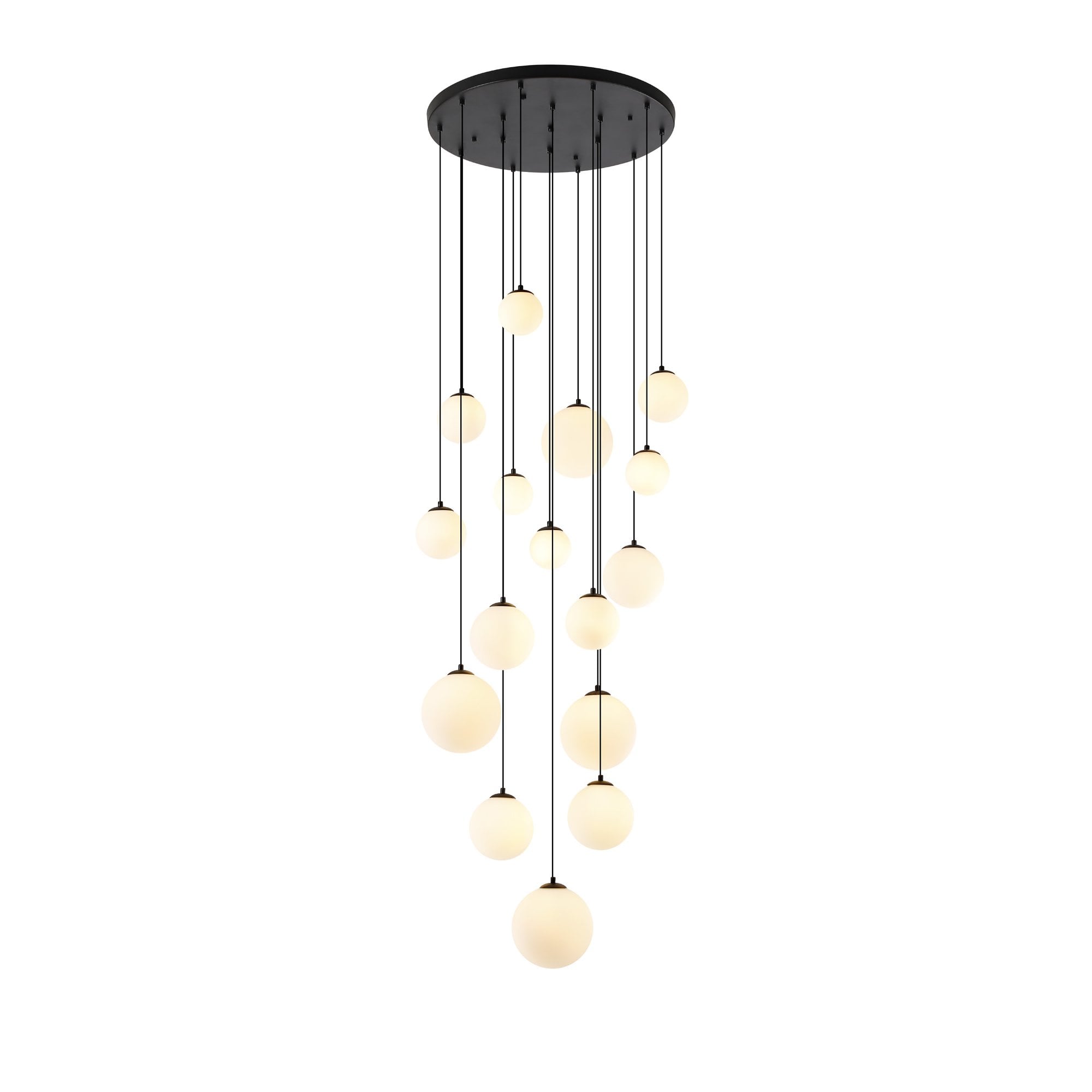 NL9043/OP9 Prague 16 Light Pendant Satin Black Opal