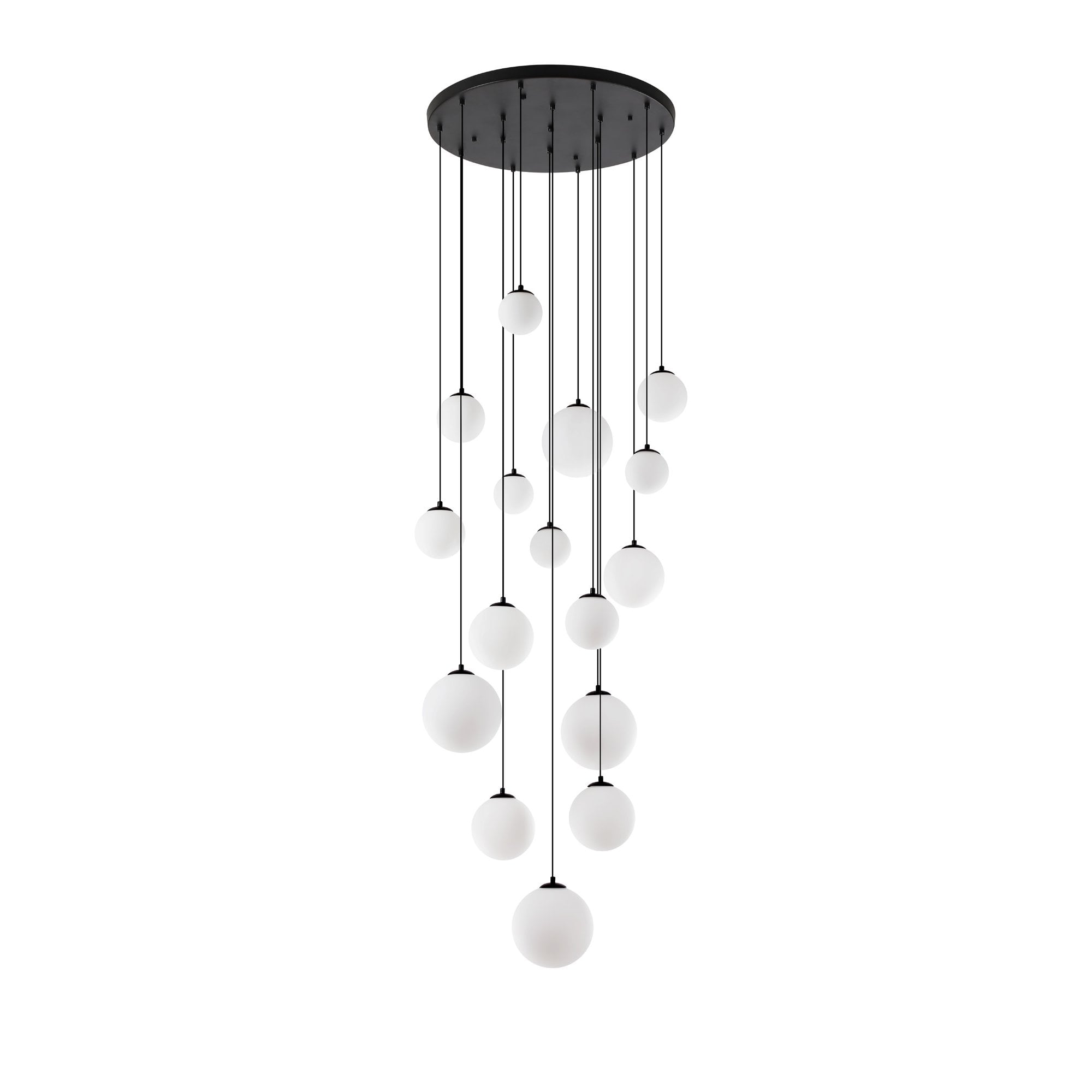 NL9043/OP9 Prague 16 Light Pendant Satin Black Opal