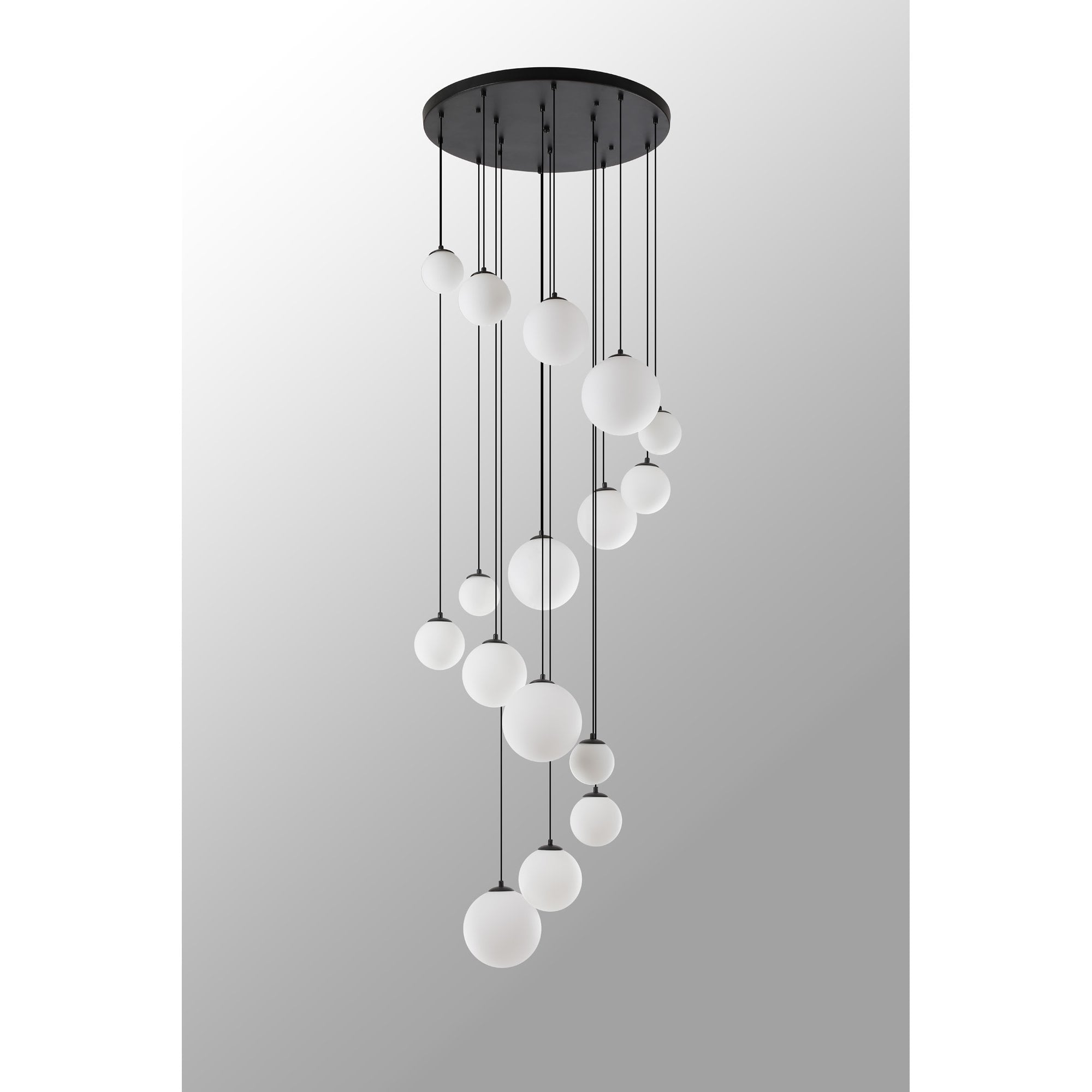 NL9043/OP9 Prague 16 Light Pendant Satin Black Opal