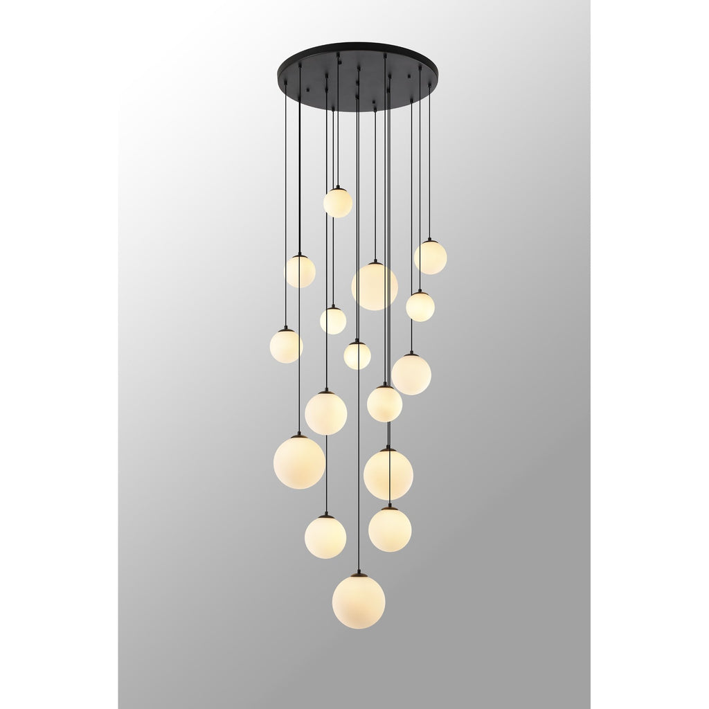 NL9043/OP9 Prague 16 Light Pendant Satin Black Opal