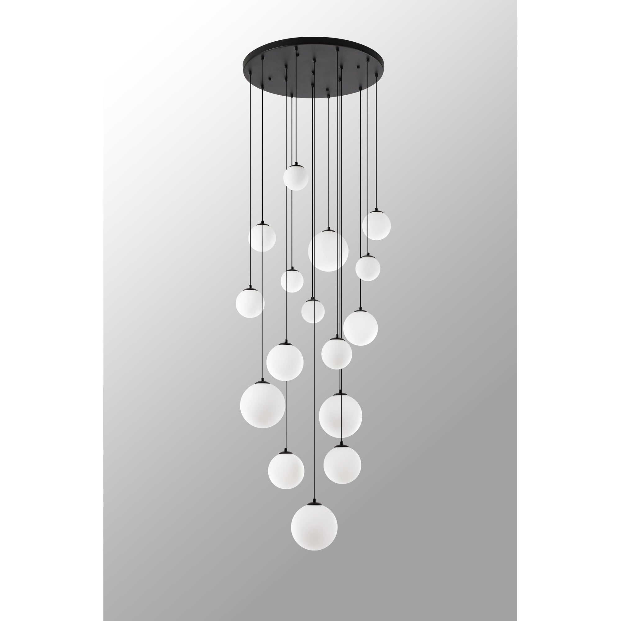 NL9043/OP9 Prague 16 Light Pendant Satin Black Opal