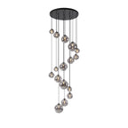 NL9043/SM9 Prague 16 Light Pendant Satin Black Smoke Plated