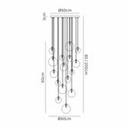 NL9043/SM9 Prague 16 Light Pendant Satin Black Smoke Plated