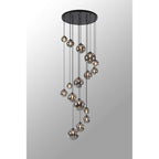 NL9043/SM9 Prague 16 Light Pendant Satin Black Smoke Plated