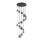 NL9043/SM9 Prague 16 Light Pendant Satin Black Smoke Plated