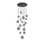 NL9043/SM9 Prague 16 Light Pendant Satin Black Smoke Plated