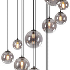 NL9043/SM9 Prague 16 Light Pendant Satin Black Smoke Plated