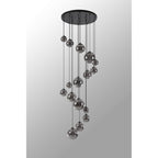 NL9043/SM9 Prague 16 Light Pendant Satin Black Smoke Plated