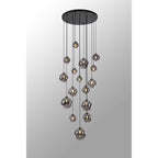 NL9043/SM9 Prague 16 Light Pendant Satin Black Smoke Plated