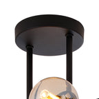 NL9044/AM9 Prague 6 Light Ceiling Light Satin Black Amber Plated