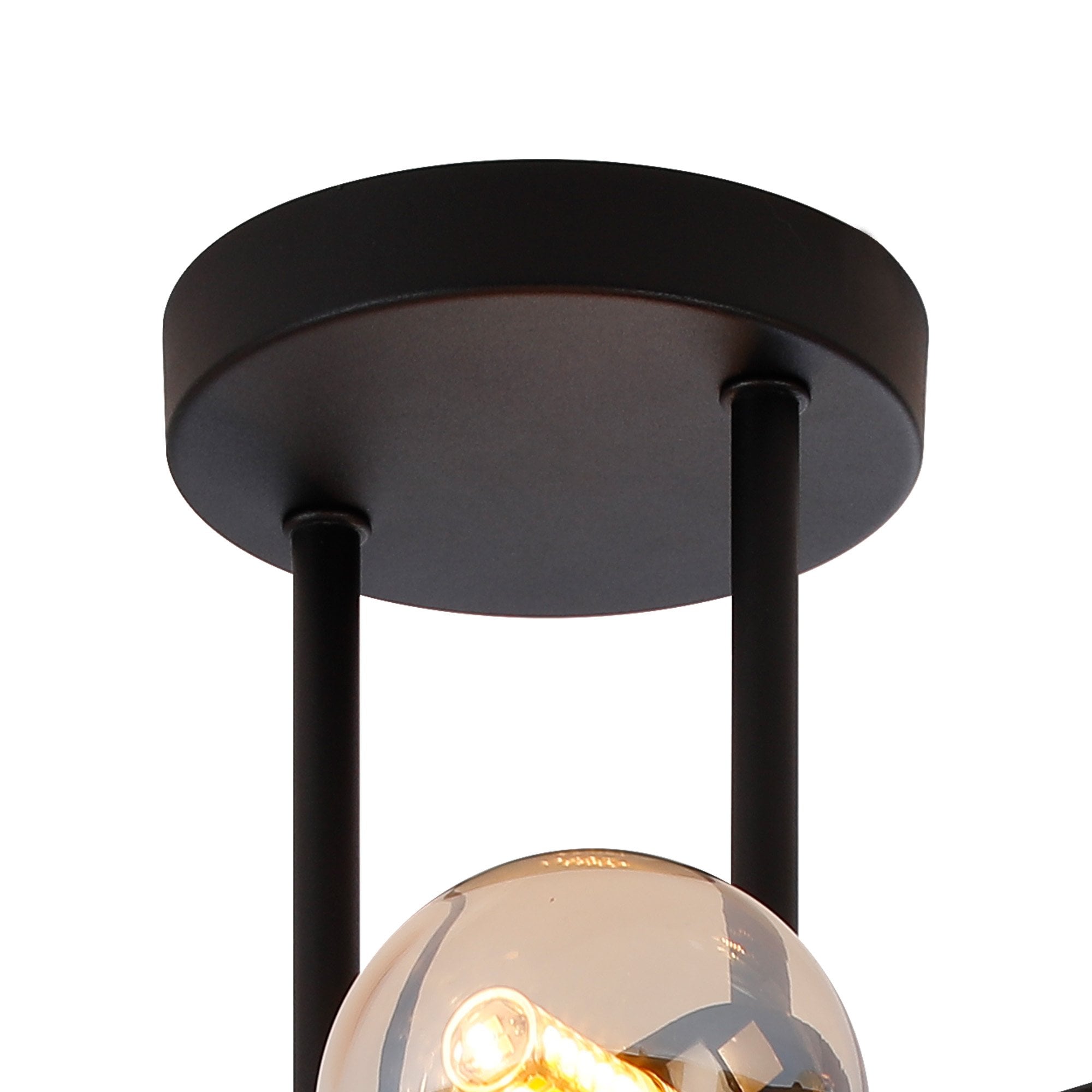 NL9044/AM9 Prague 6 Light Ceiling Light Satin Black Amber Plated
