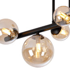NL9044/AM9 Prague 6 Light Ceiling Light Satin Black Amber Plated