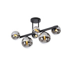 NL9044/CH9 Prague 6 Light Ceiling Light Satin Black Chrome Plated