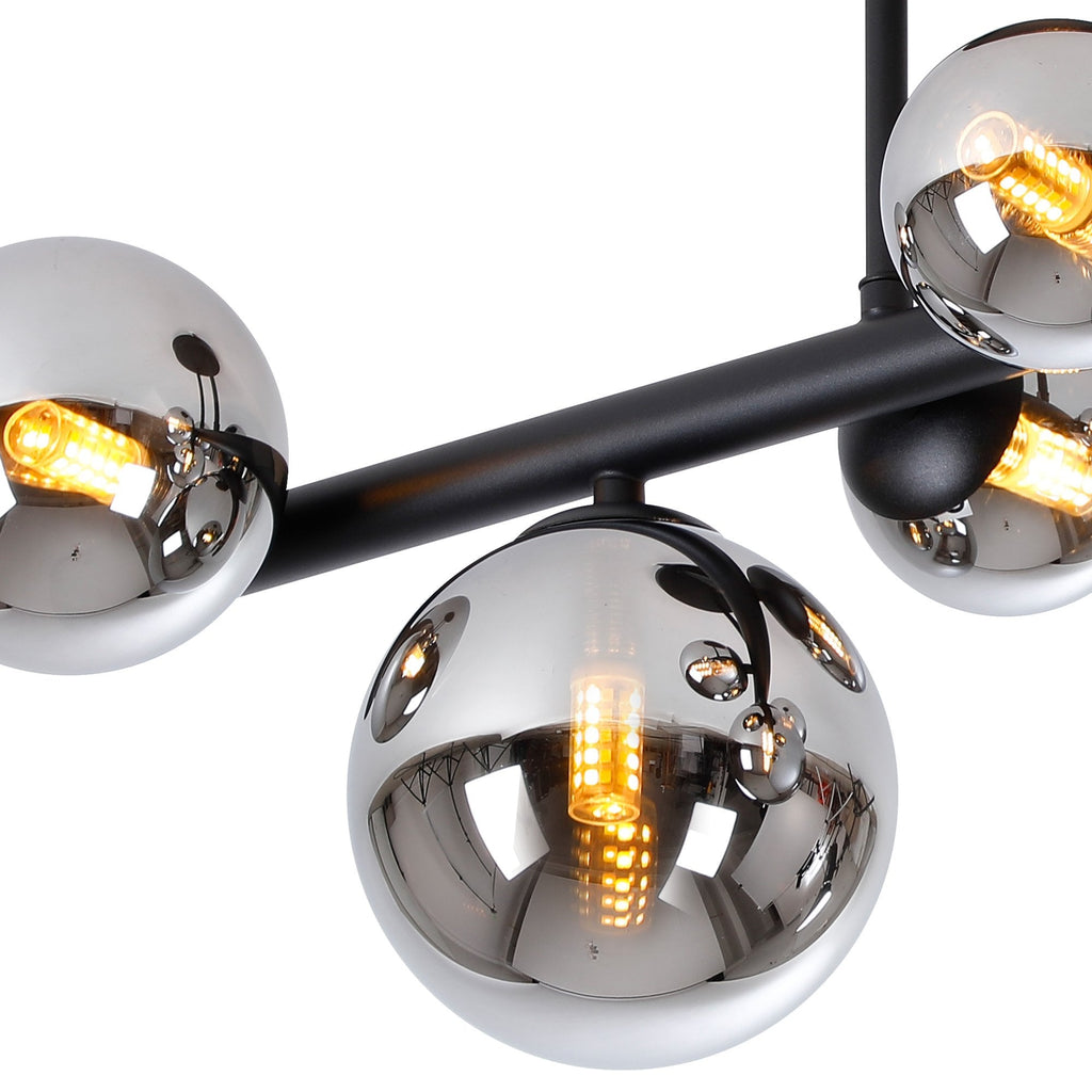 NL9044/CH9 Prague 6 Light Ceiling Light Satin Black Chrome Plated