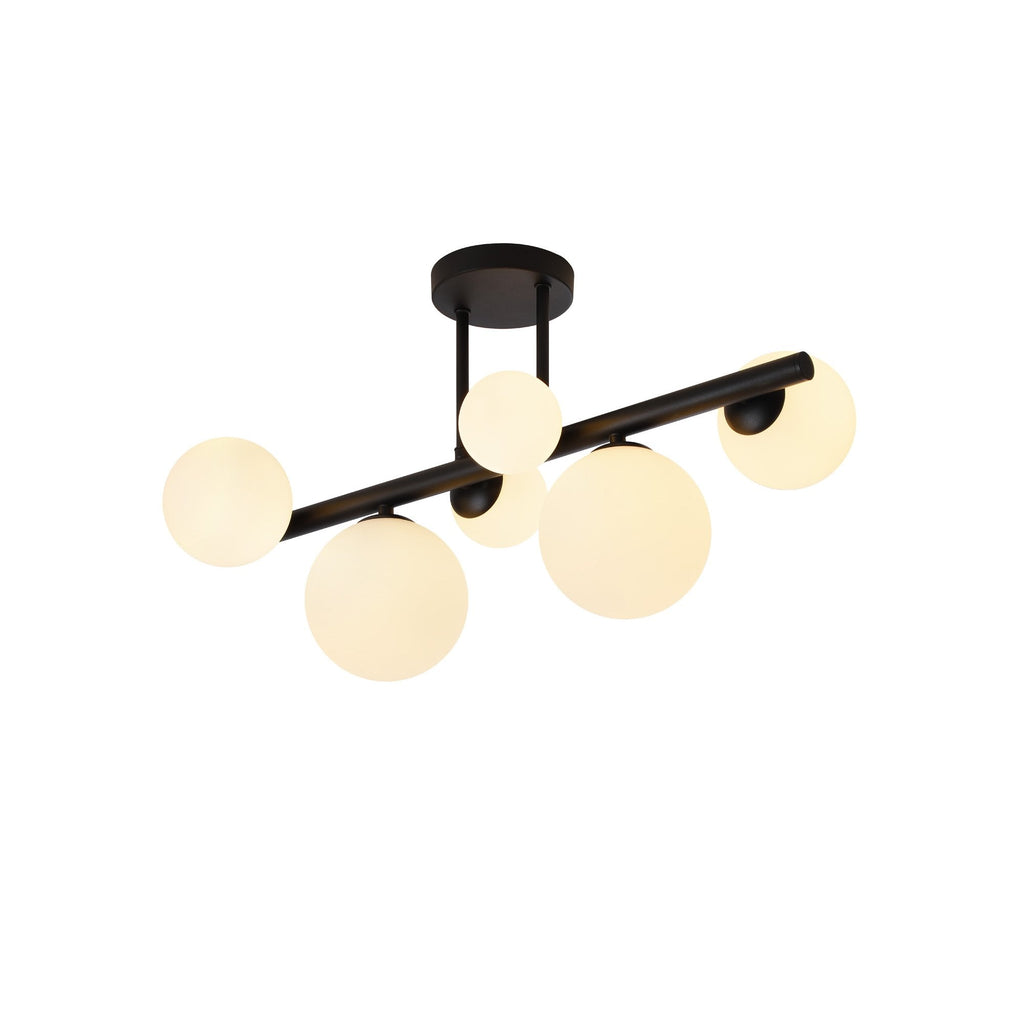 NL9044/OP9 Prague 6 Light Ceiling Light Satin Black Opal