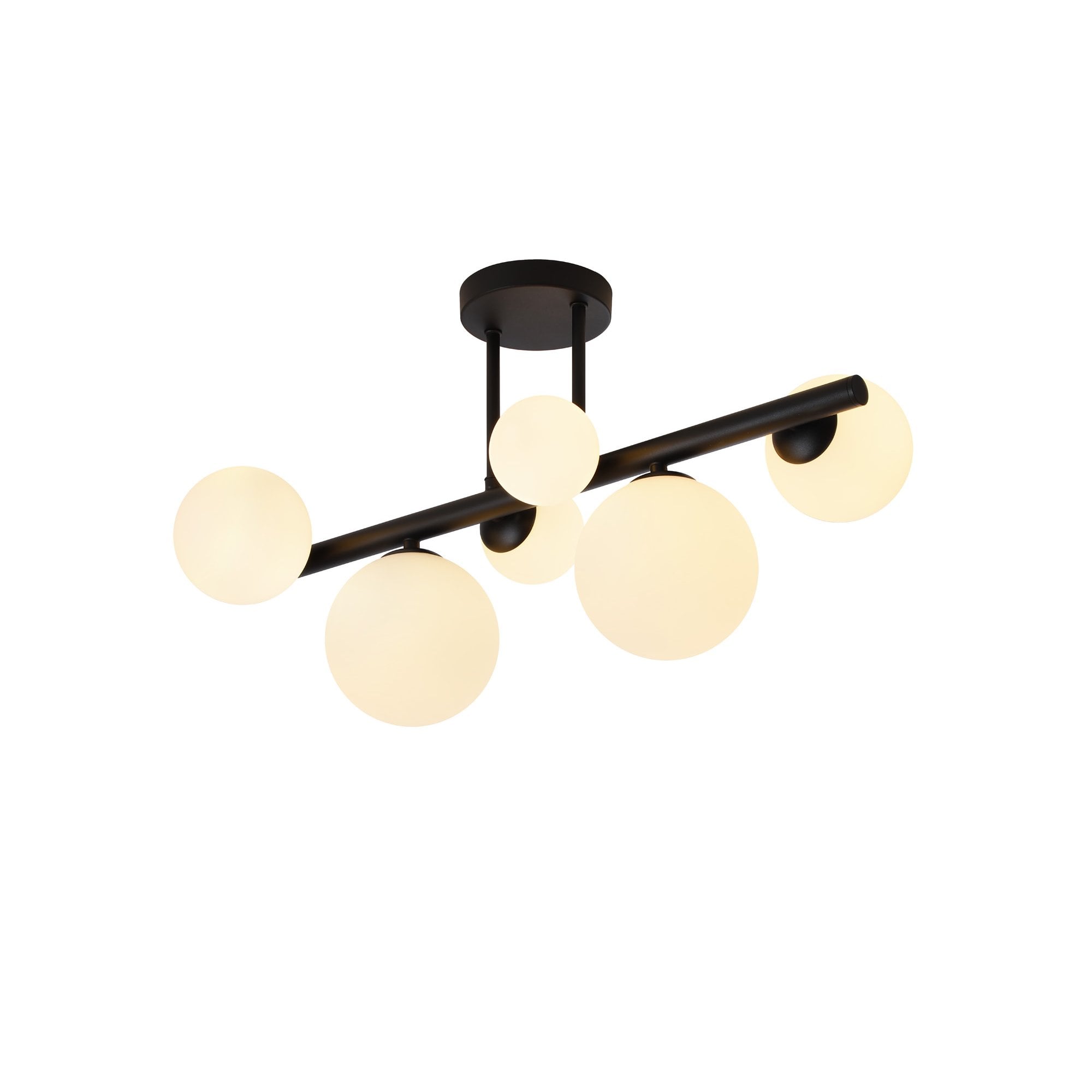 NL9044/OP9 Prague 6 Light Ceiling Light Satin Black Opal