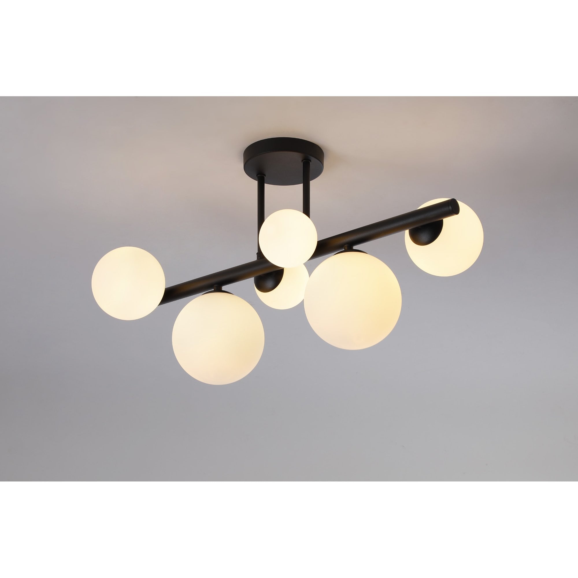 NL9044/OP9 Prague 6 Light Ceiling Light Satin Black Opal