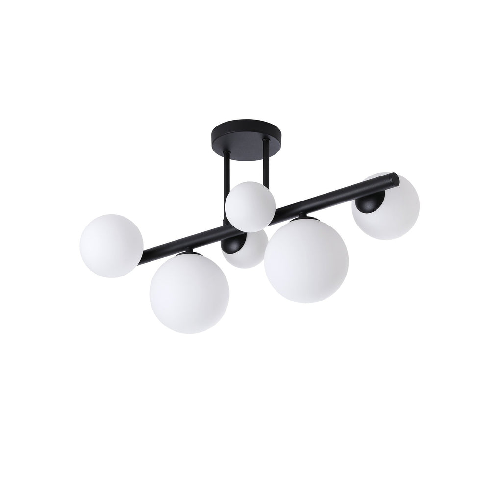 NL9044/OP9 Prague 6 Light Ceiling Light Satin Black Opal