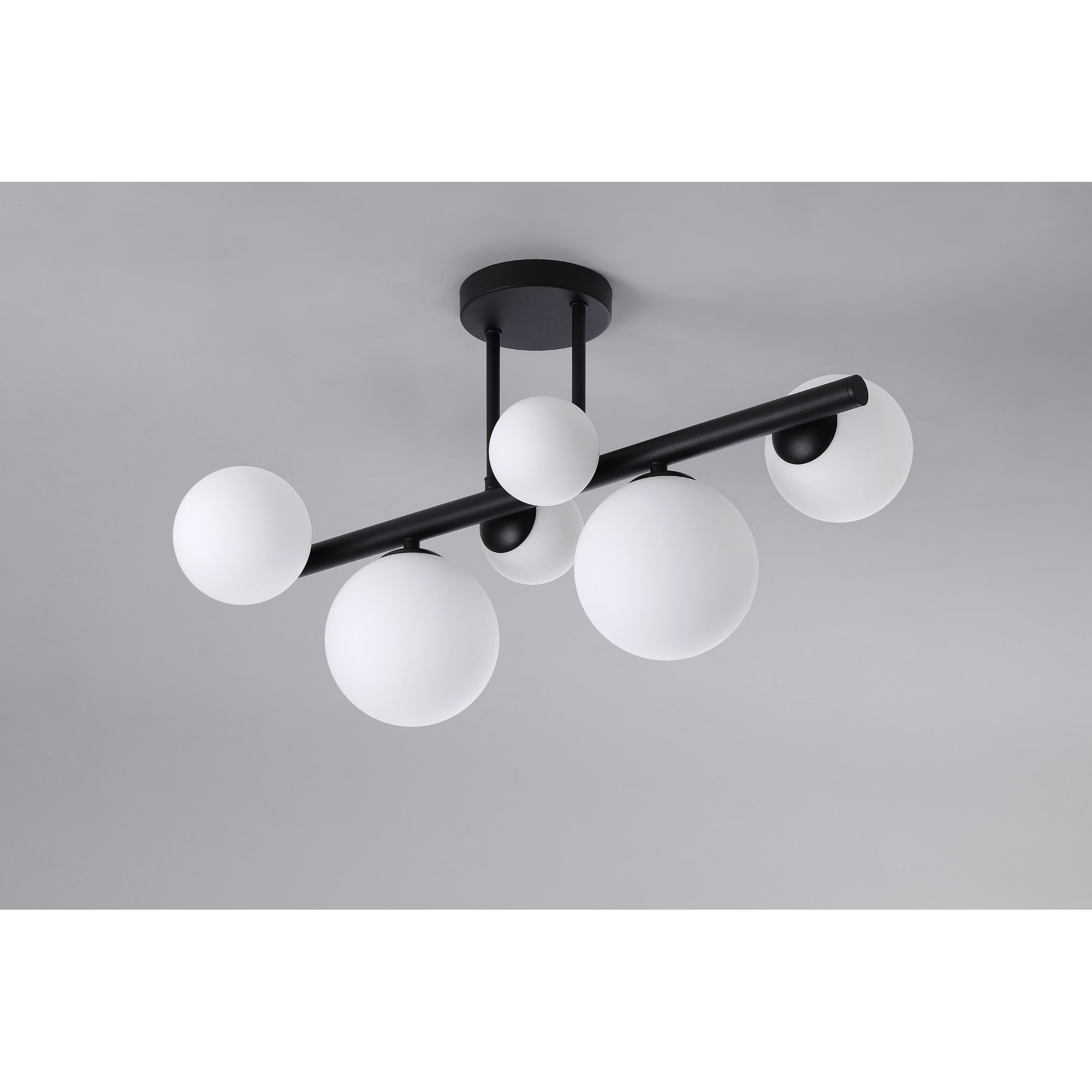 NL9044/OP9 Prague 6 Light Ceiling Light Satin Black Opal