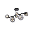 NL9044/SM9 Prague 6 Light Ceiling Light Satin Black Smoke Plated