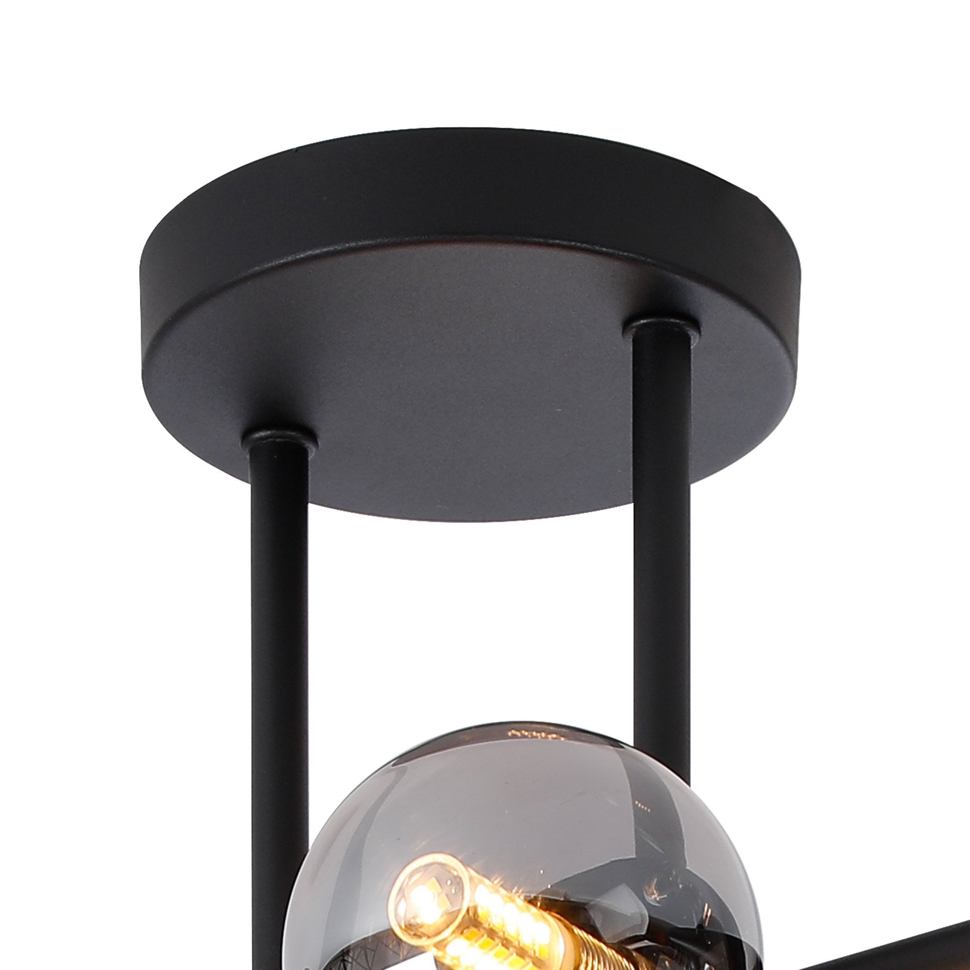NL9044/SM9 Prague 6 Light Ceiling Light Satin Black Smoke Plated