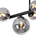 NL9044/SM9 Prague 6 Light Ceiling Light Satin Black Smoke Plated