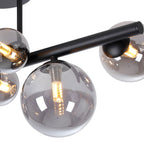 NL9044/SM9 Prague 6 Light Ceiling Light Satin Black Smoke Plated