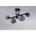 NL9044/SM9 Prague 6 Light Ceiling Light Satin Black Smoke Plated