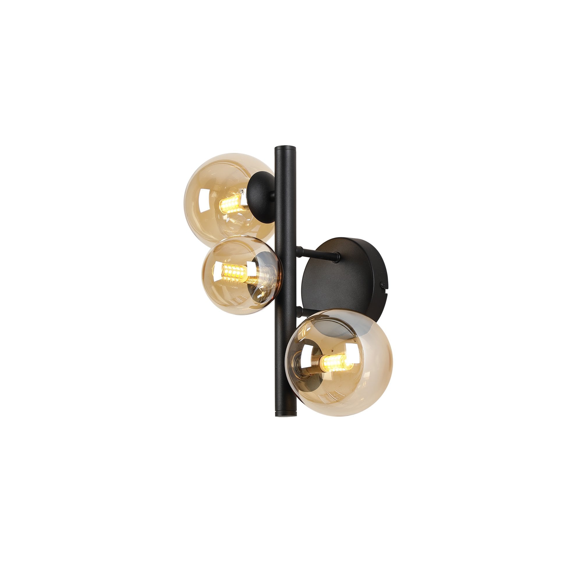 NL9045/AM9 Prague  3 Light Wall Light Satin Black Amber Plated