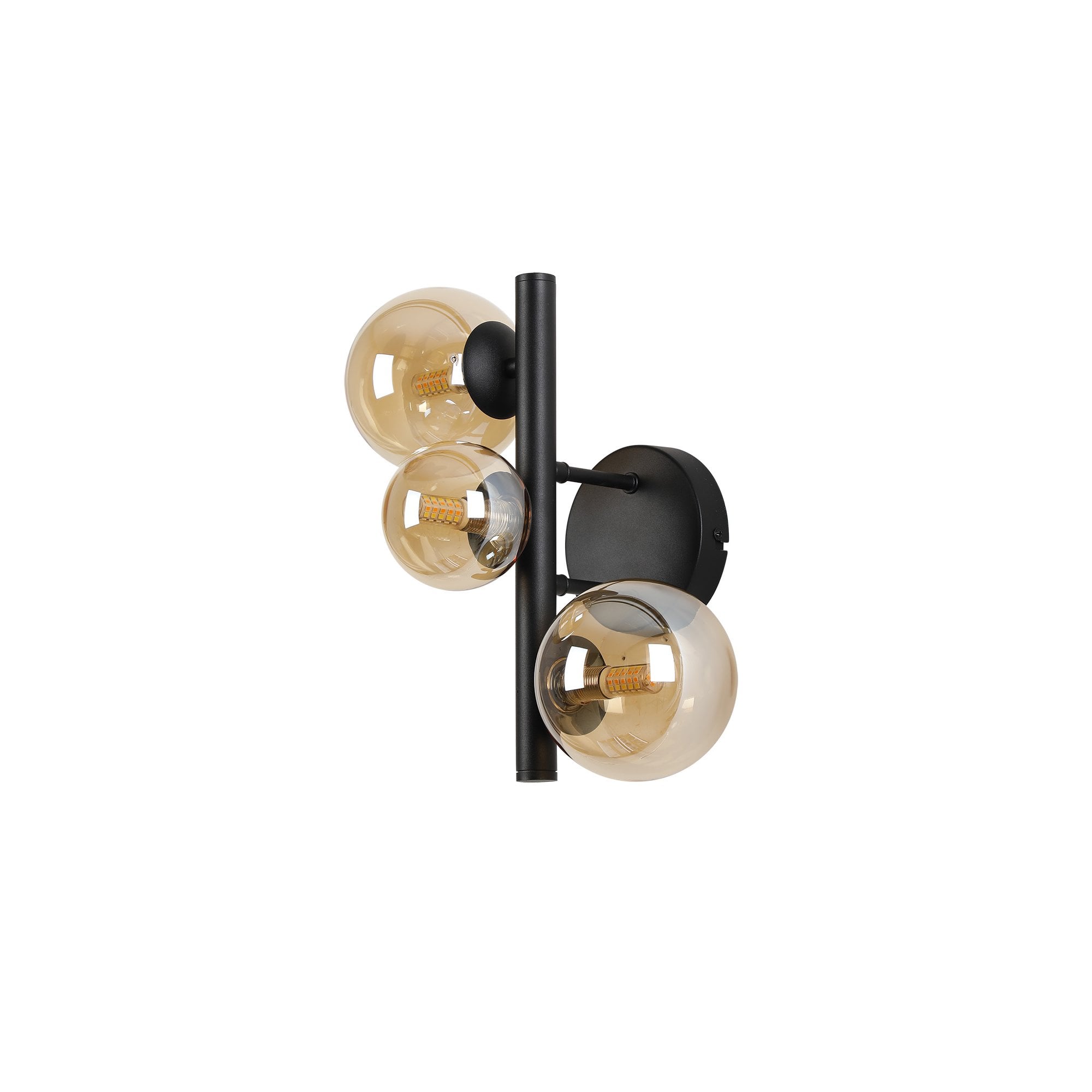 NL9045/AM9 Prague  3 Light Wall Light Satin Black Amber Plated